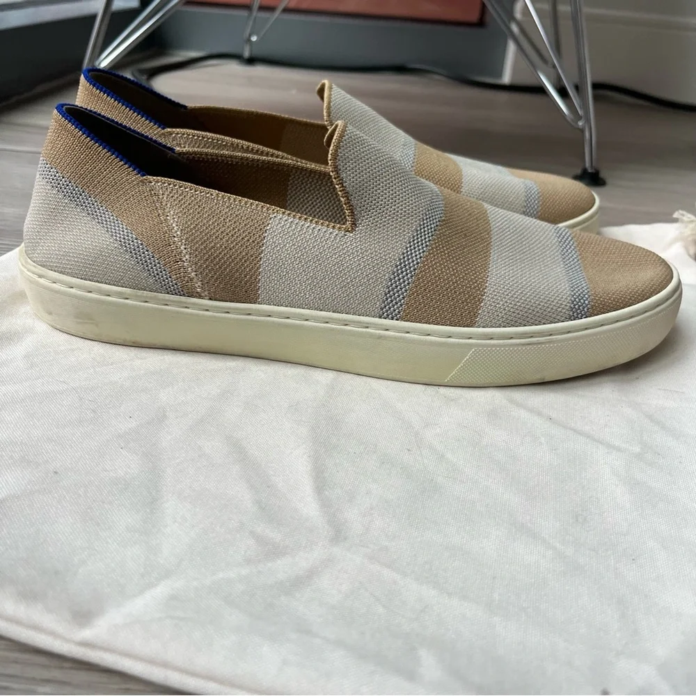 EUC 10.5 Rothy’s Birch Stripe Neutral Sneakers - Picture 5 of 7